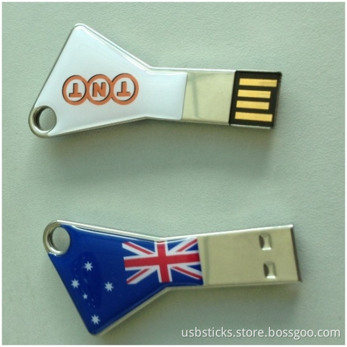 triangle key shaped usb flash drive with doming logo